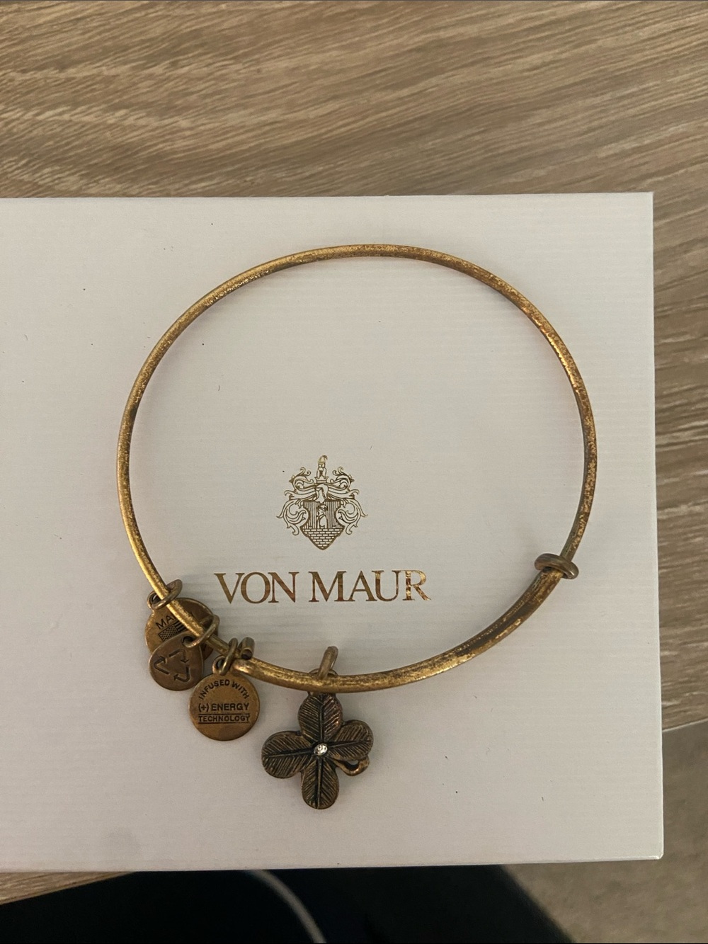 Alex and Ani Gold Clover Charm Bangle Bracelet